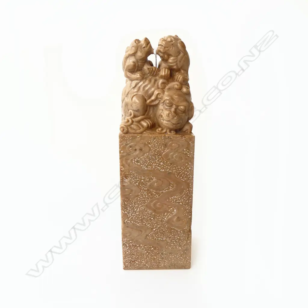 LG ORIENTAL CARVED STONE CHOP SEAL H.225mm Image 1++