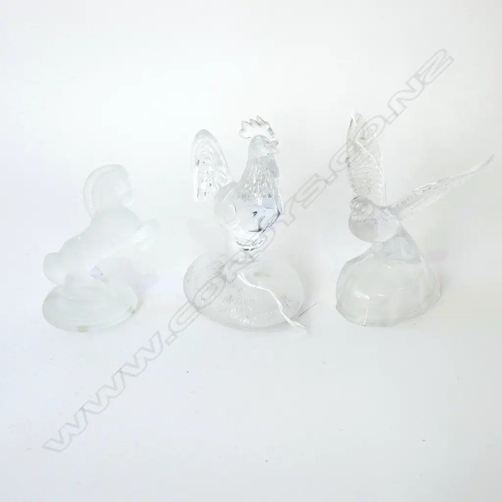 3 GLASS ORNS HORSE H130M DOVE(AF TO WING)130MM ROOSTERH170MM Image 1++