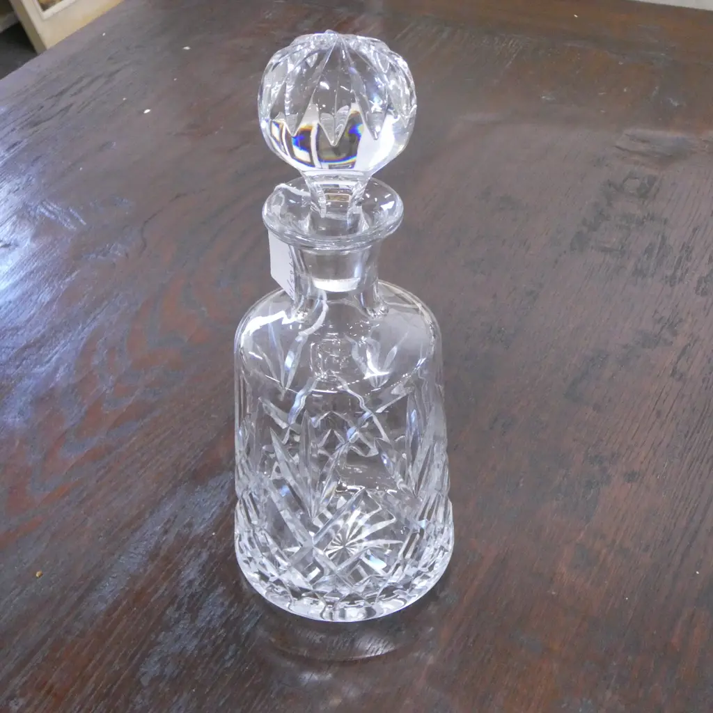 VINTAGE CUT CRYSTAL SPIRITS DECANTER BOHEMIA CZECHOSLOVAKIA, H.280MM Image 1++