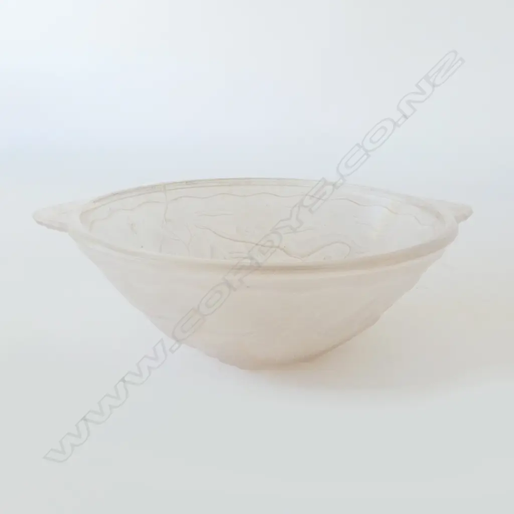 ART DECO GLASS FROSTED BOWL MOLDED DECORATION Dia.220mm Image 1++