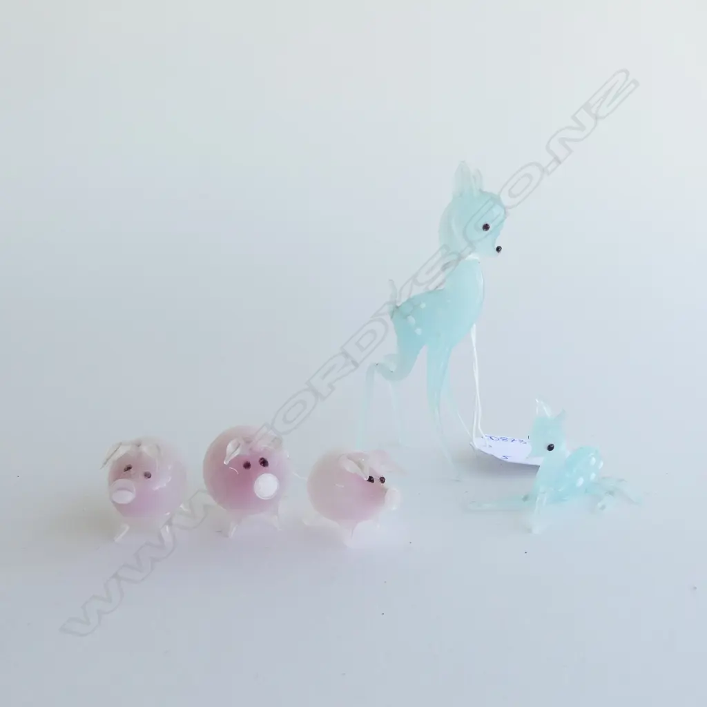 5 PCES. MURANO ART GLASS ANIMAL ORNAMENT H.95mm Image 1++