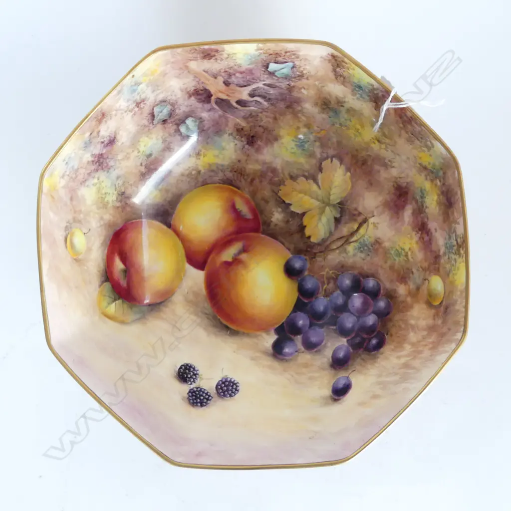 A fruit painted large octagonal bowl by Gerald Delaney Image 1++