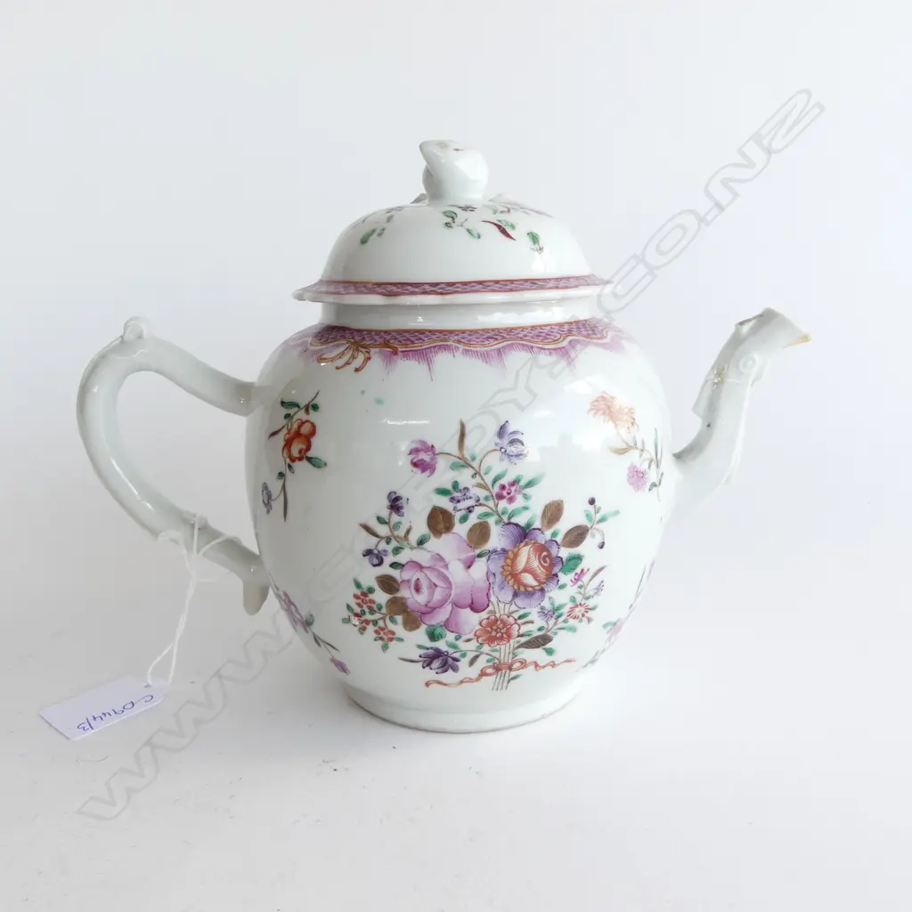 18thC PORCELAIN TEAPOT, REPAIRS H.165mm Image 1++