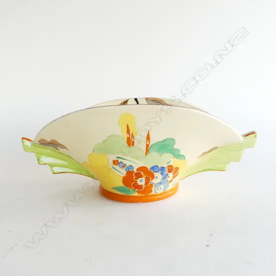 CLARICE CLIFF BIZARRE 451 DAFFODIL VASE. L.335mm. Flake chip to foot