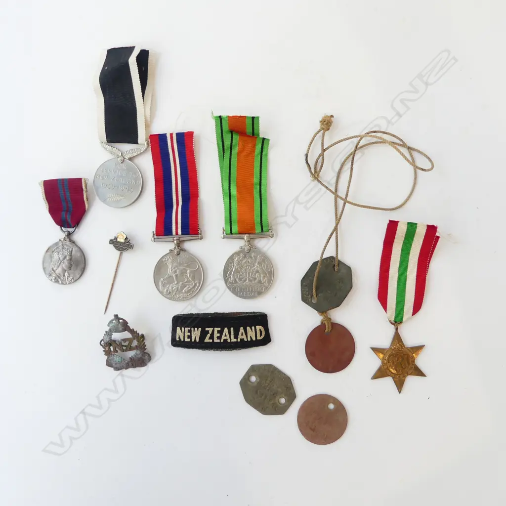 WWII MEDALS = DOG TAGS TO NZ 215413 Robertson +  Image 1++
