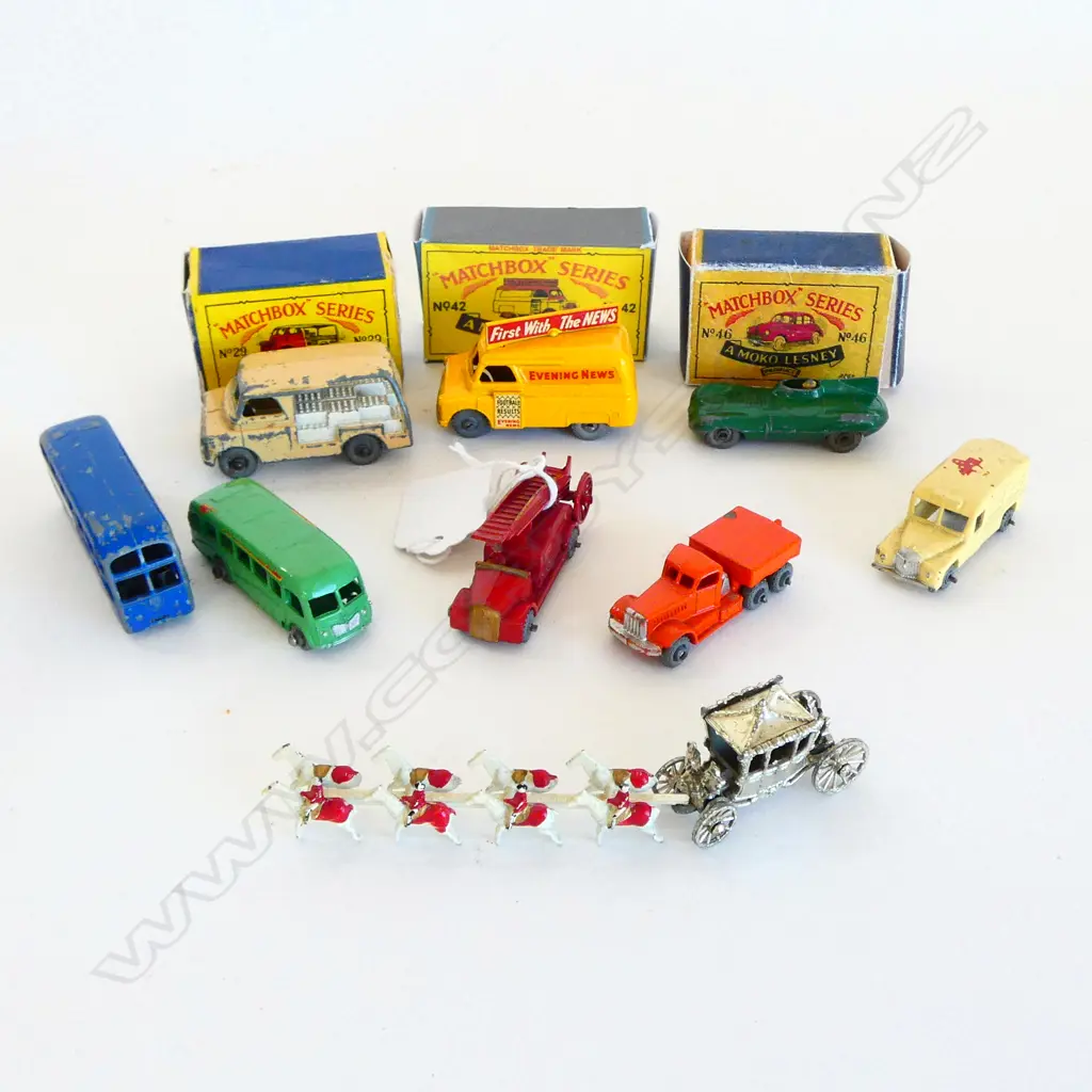 9 LESNEY MODEL VEHICLES INCL. 3 REPRO BOXES, CORONATION COACH Image 1++