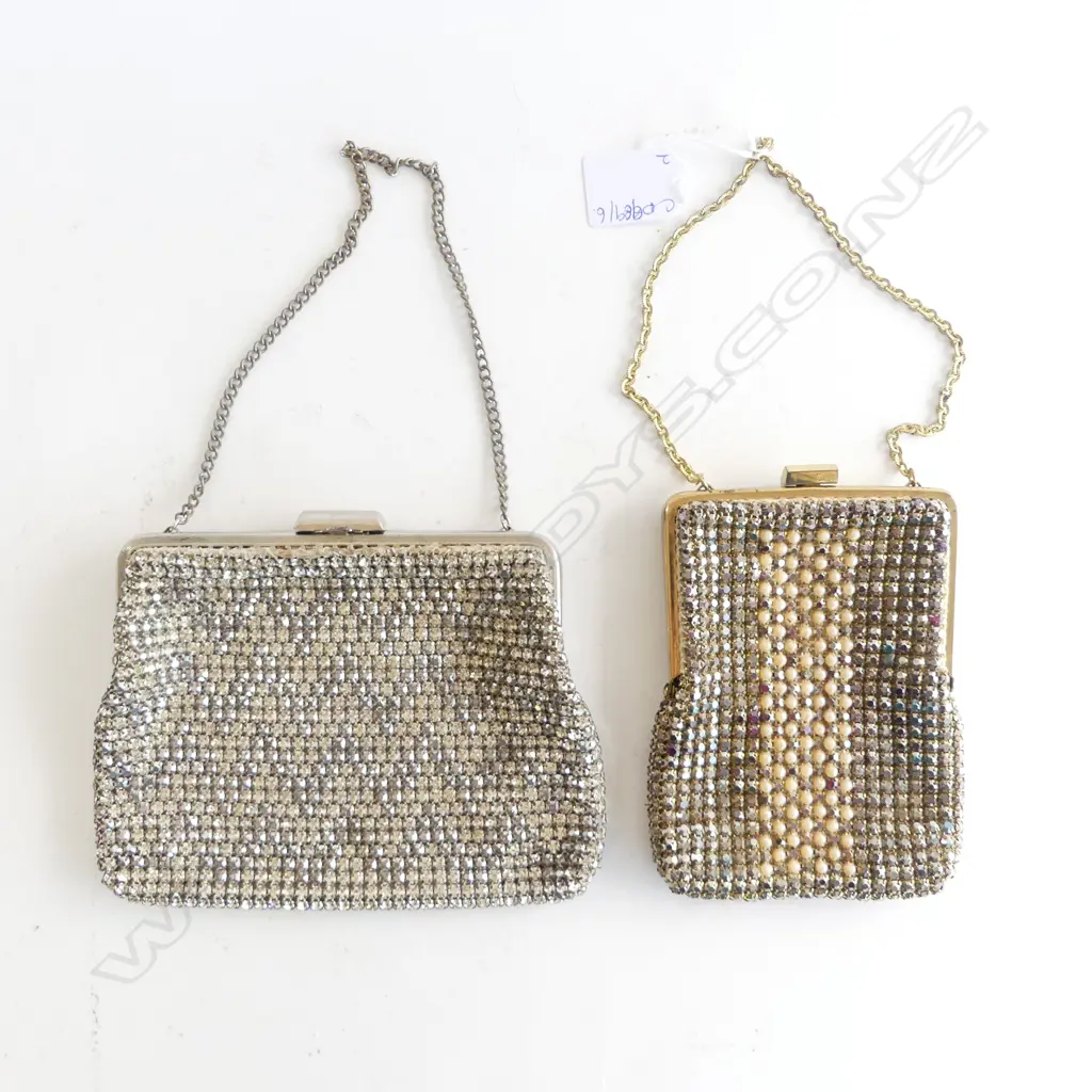 2 VINTAGE BEADED EVENING BAGS W.175mm Image 1++