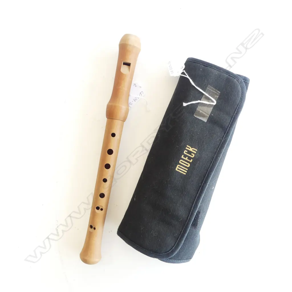 2 WOODEN FLUTES , ONE MOECK IN BAG Image 1++