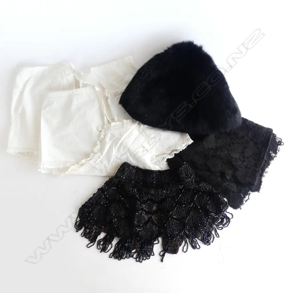 VINTAGE ITEMS; INCLDS ANTIQUE BEADED COLLAR & PC VINTAGE LACE Image 1++