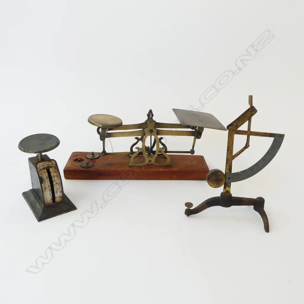 THREE ANTIQUE LETTER & BRASS POSTAL SCALES (FRENCH SCALES NO PAN)  Image 1++