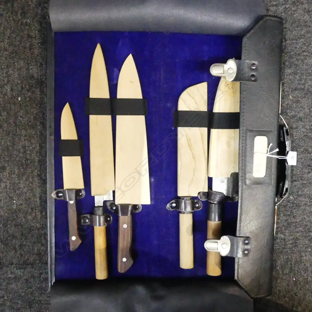 c1970s 5 pce Japanese Chef’s knife set, high carbon sword steel Image 1++