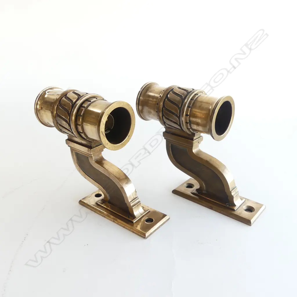 PR SOLID BRONZE 1930s WALL SCONCES H.200mm ea with 2 socket fittings Image 1++