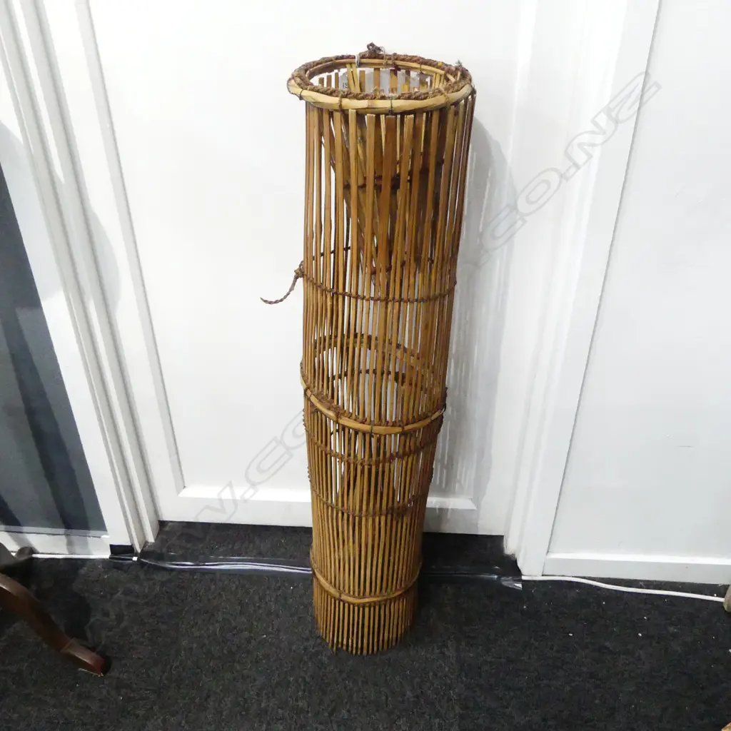 Vintage Traditional Bamboo fish trap; Converts well to a lamp. L.940mm Image 1++
