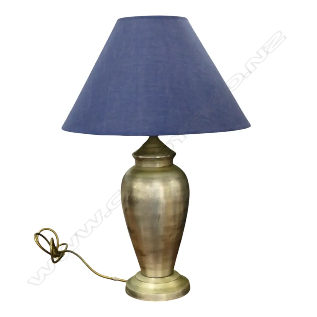 SILVER METAL LAMP w. BLUE SHADE H.520mm Image 1++