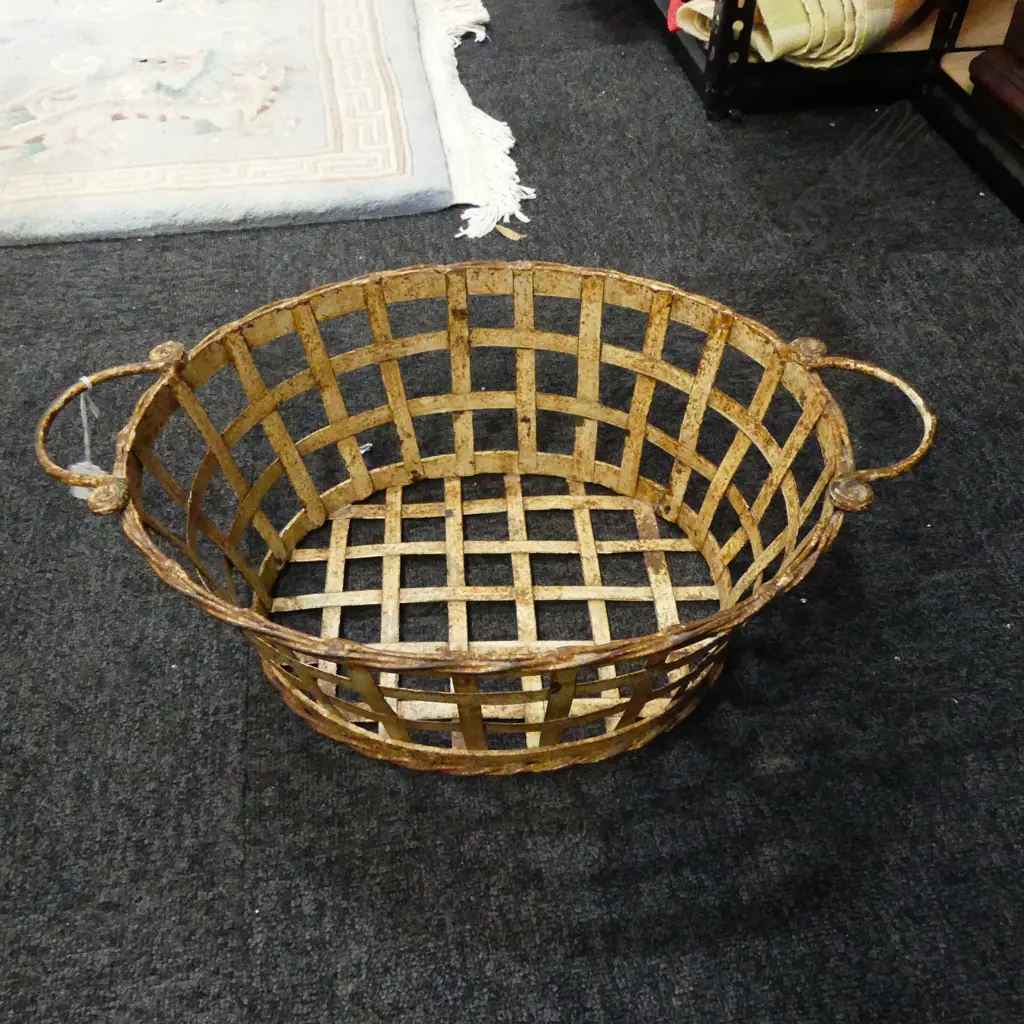 VINTAGE METAL LATTICE BASKET W.500mm Image 1++