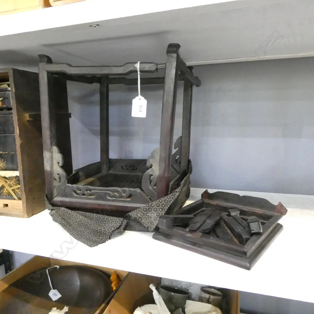 2 x19thC zitan wood vase tables; Storehouse find, needing restoration Image 1++