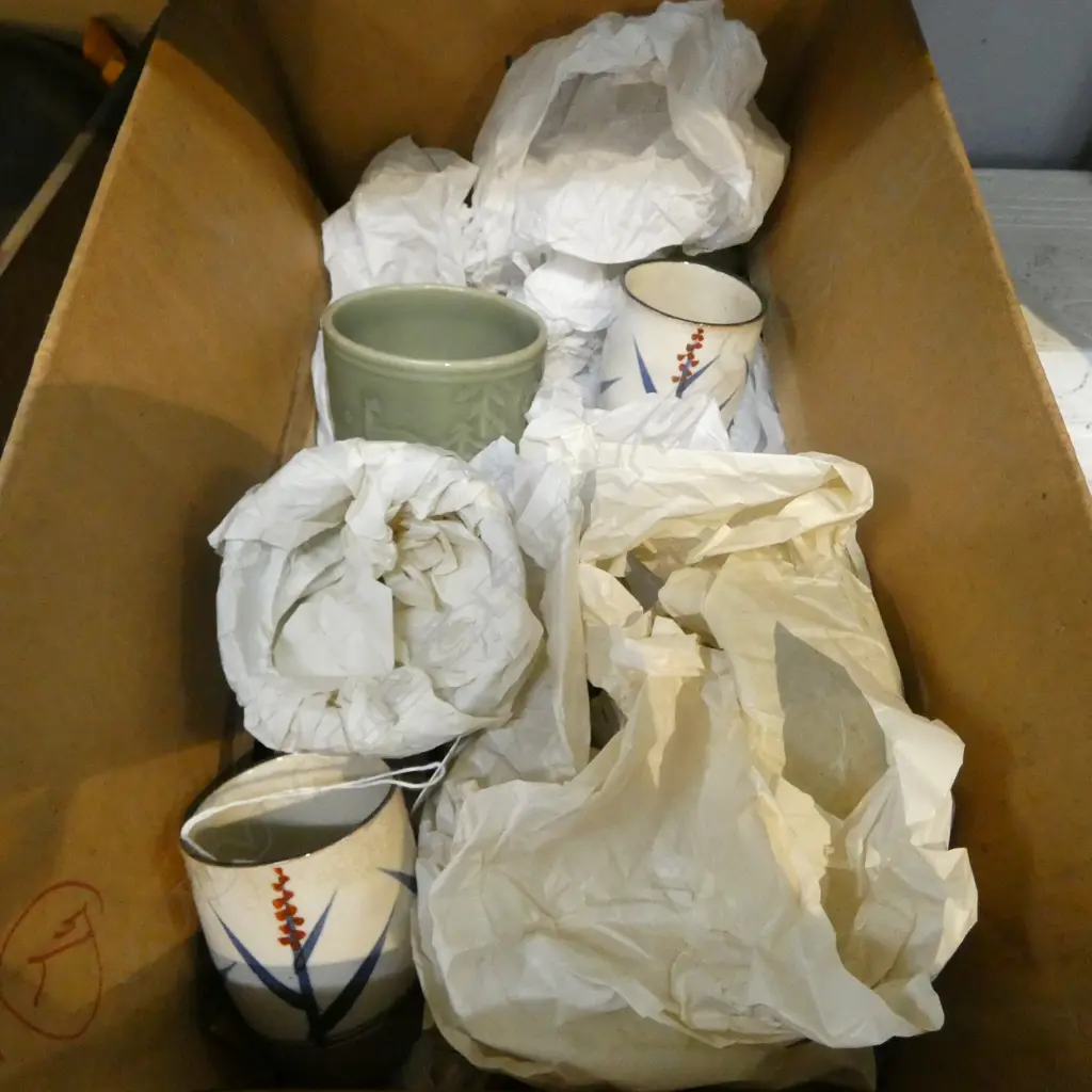 10 Vintage Oriental Celadon glaze tea cups w. 2 others Image 1++