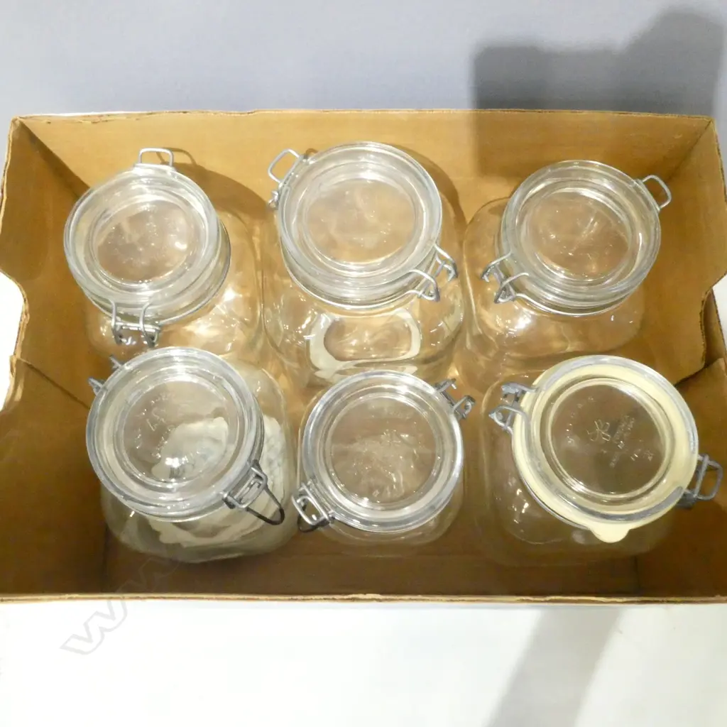 6 ITALIAN GLASS STORAGE JARS Image 1++