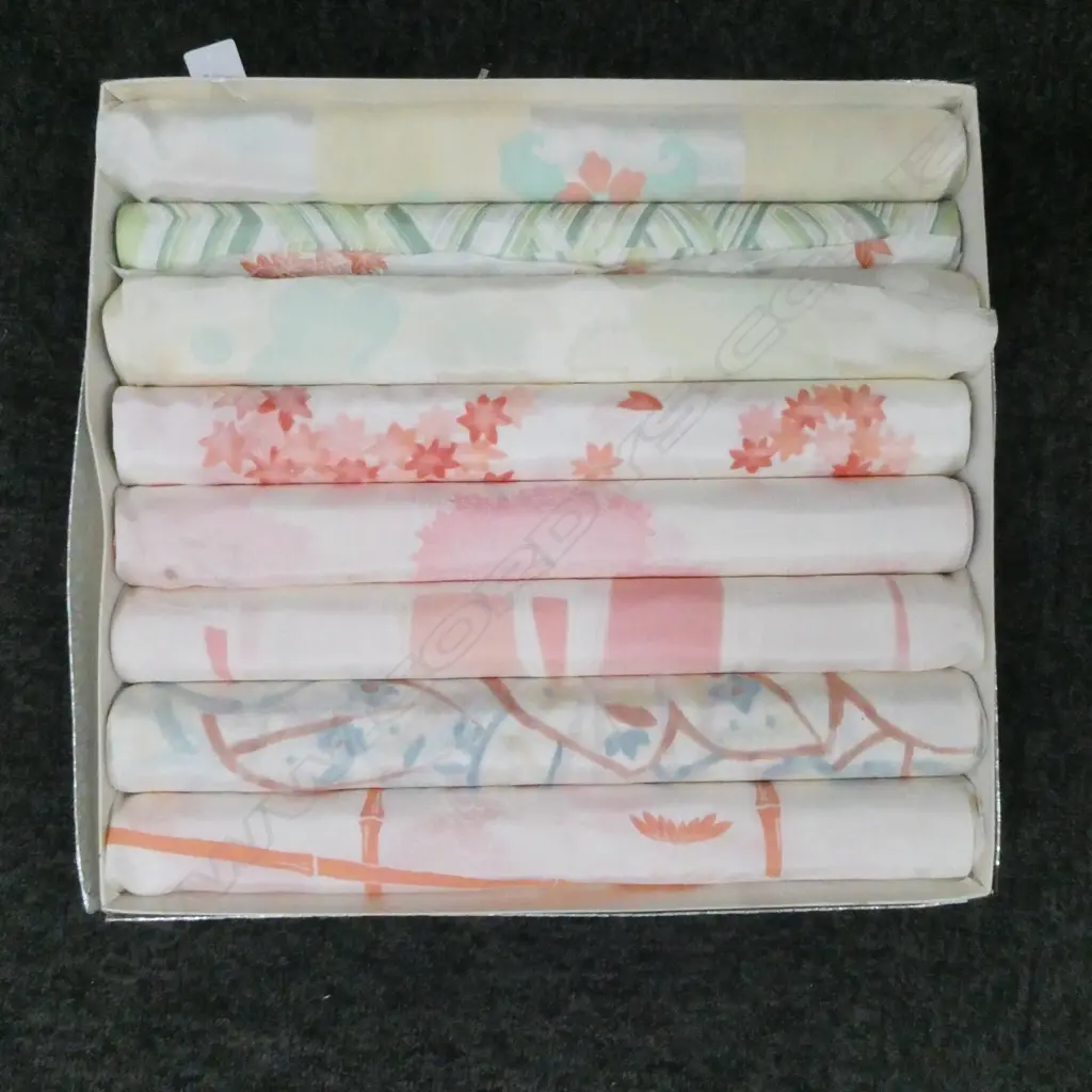 BOX OF JAPANESE SMALL ROLLS OF SPECIAL FABRIC X  8 Image 1++