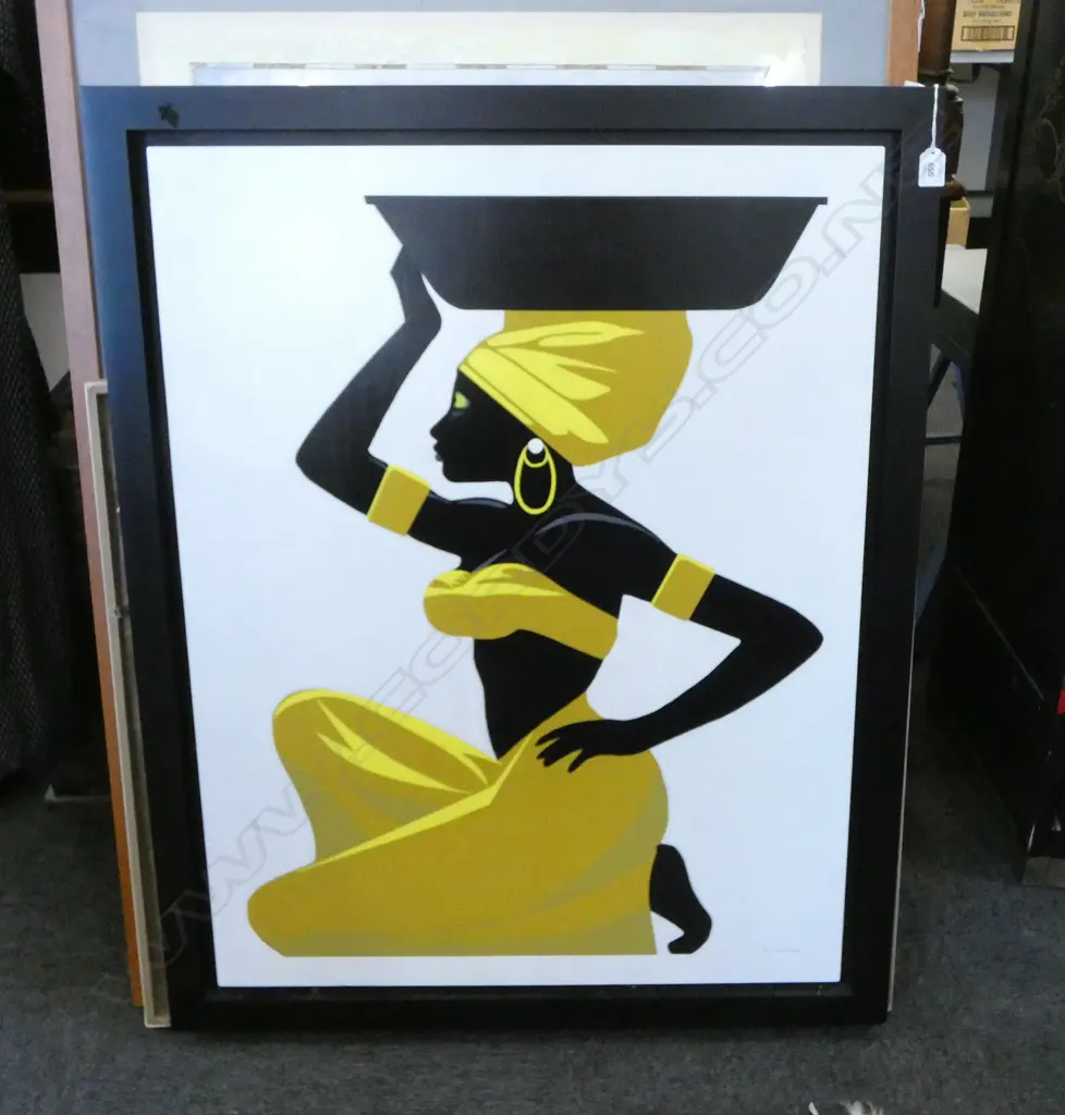 BARRY McCORMICK, KNEELING AFRICAN WOMAN, ACRYLIC ON BOARD 900x700mm Image 1++