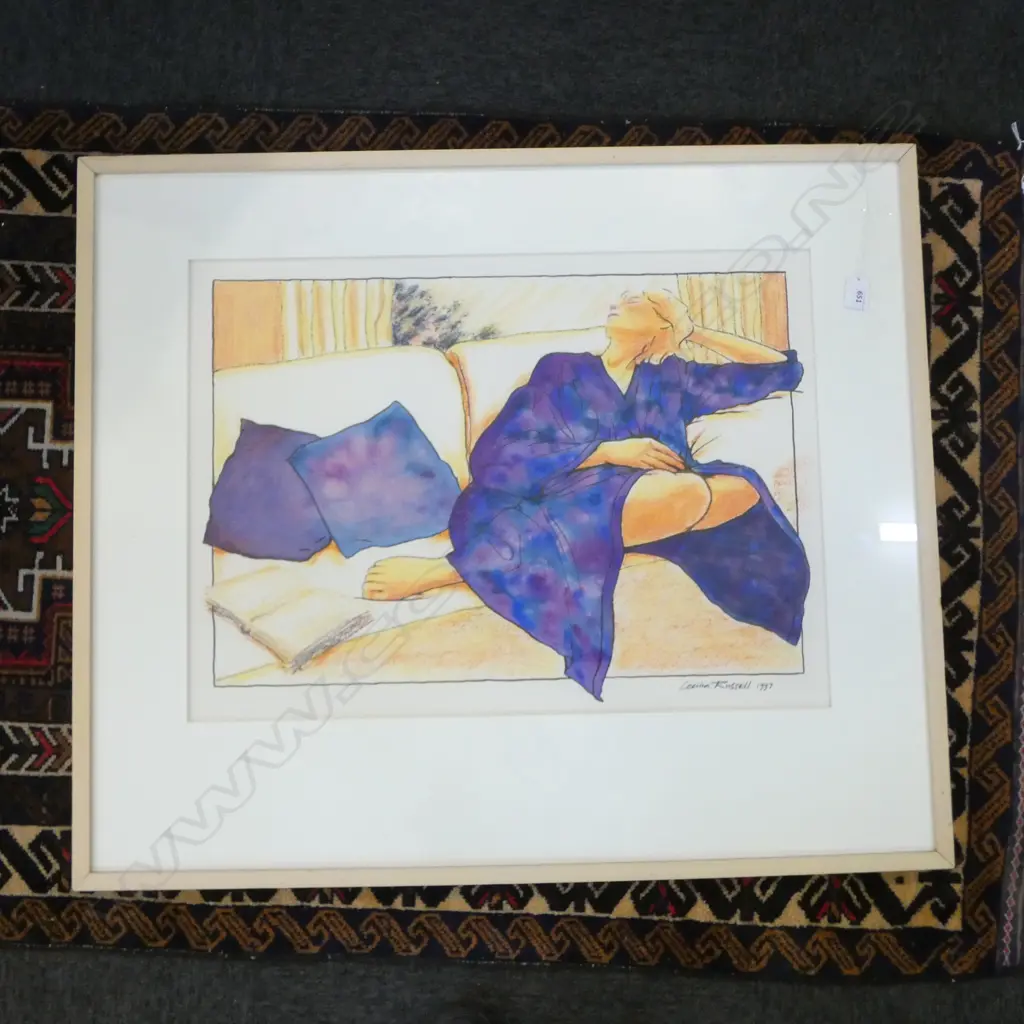 CECELIA RUSSELL, RECLINING WOMAN, MIXED MEDIA 1997 470x640mm Image 1++