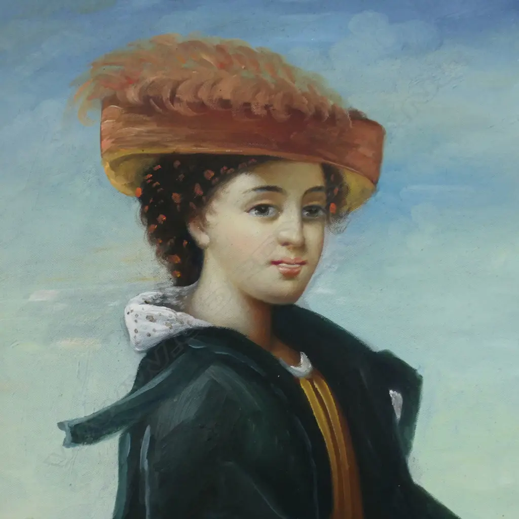VICTORIAN STYLE PORTRAIT, ACRYLIC ON CANVAS 595x490mm Image 1++