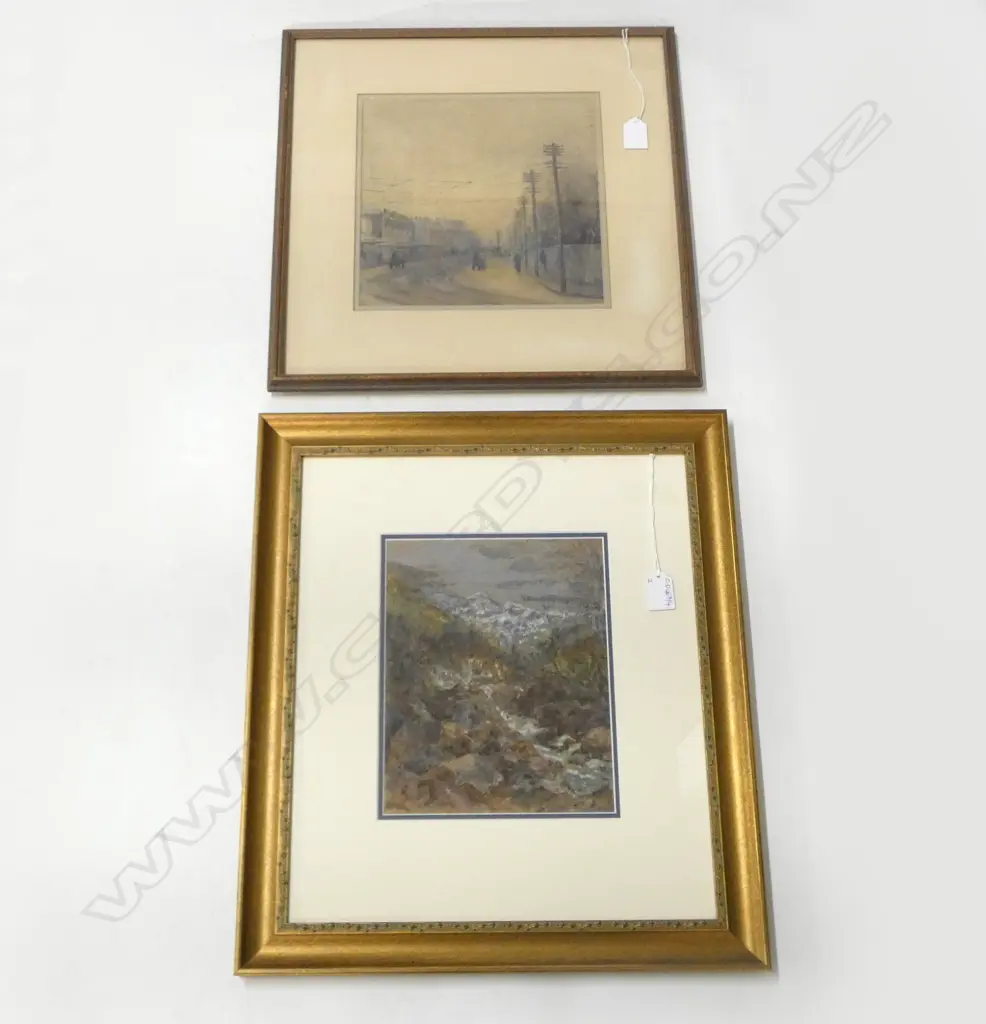 2 WCs; STREET SCENE 240x240mm, ALPINE STREAM SIGNED MARTIN - Image 1++