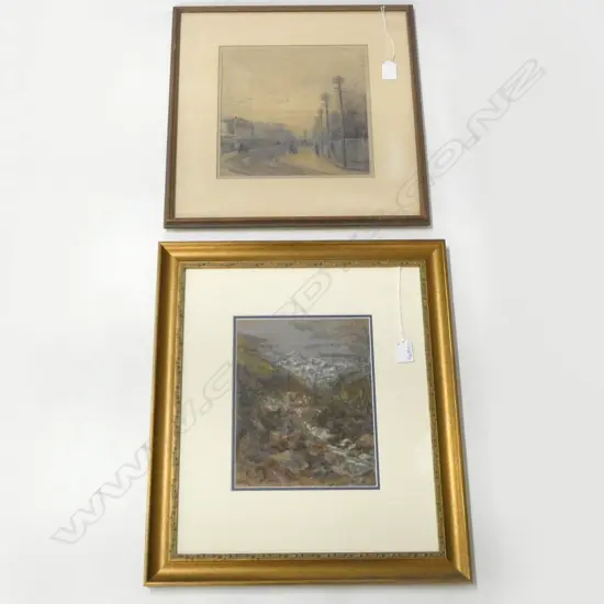 2 WCs; STREET SCENE 240x240mm, ALPINE STREAM SIGNED MARTIN -