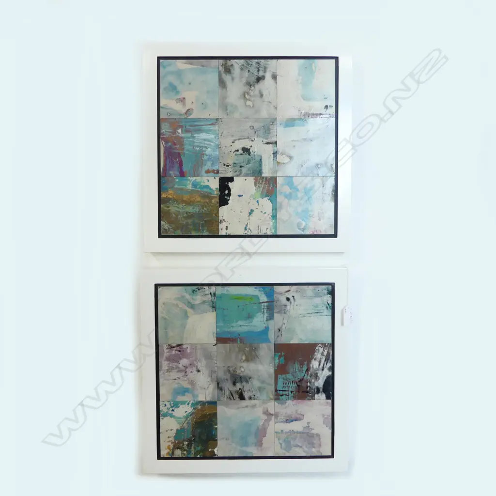 JODY HOPE GIBBONS (NZ b.1966) 'REVEAL 1 & 3' MIXED MEDIA 2014 300x300mm Image 1++