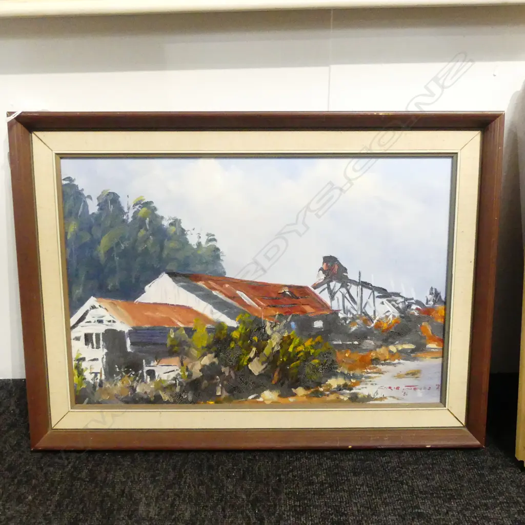 CHRIS JONES, INCH BONNIE SAWMILLS WEST COAST, OIL ON BOARD, 290x440mm Image 1++