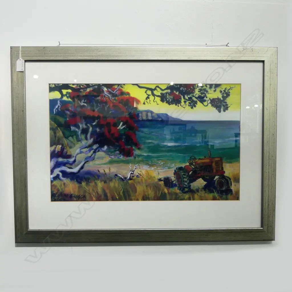 ROB MC GREGOR, "TRACTOR UNDER POHUTAKAWA",FRAMED PRINT, 340 X 560MM Image 1++