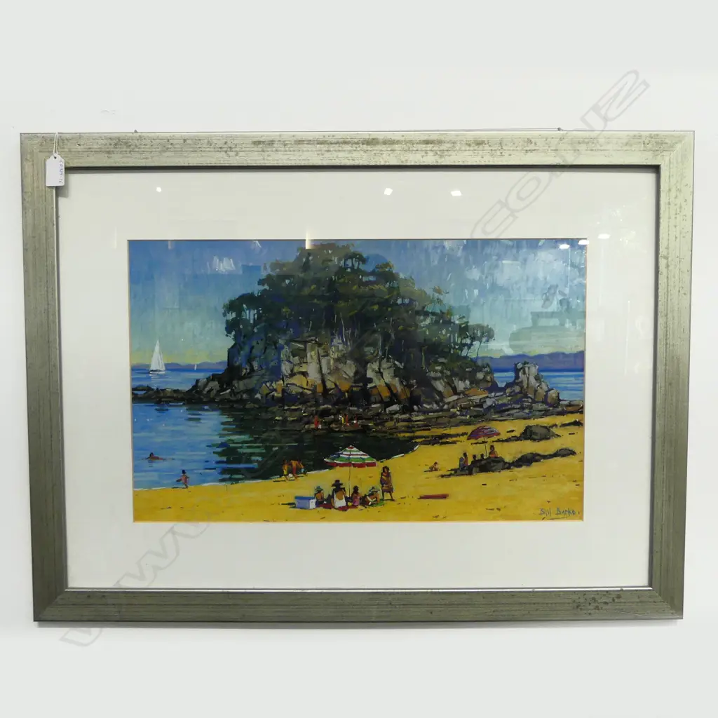 BILL BURKES, "LITTLE KAITERITERI", FRAMED PRINT,320 X 530MM Image 1++