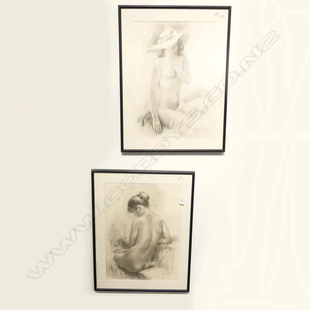 2 SIGNED NUDE STUDIES 490x350mm Image 1++