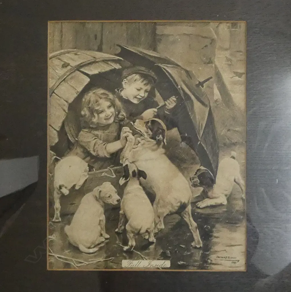 VICTORIAN ARTHUR ELSLEY PUPPY PRINT ORNATE FRAME Image 1++