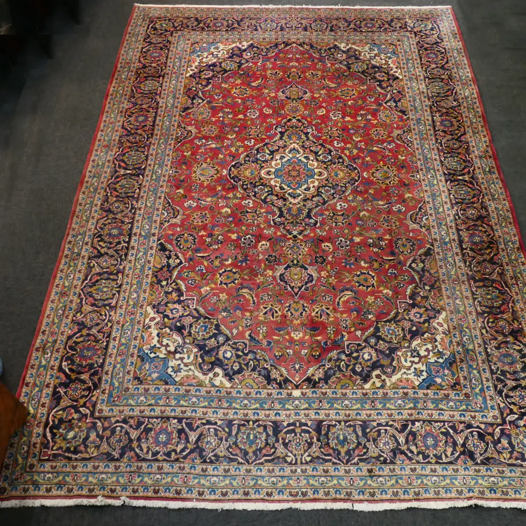 HAND KNOTTED PERSIAN CARPET PINKS & BLUE COLOURS L3620 W2460MM Image 1++