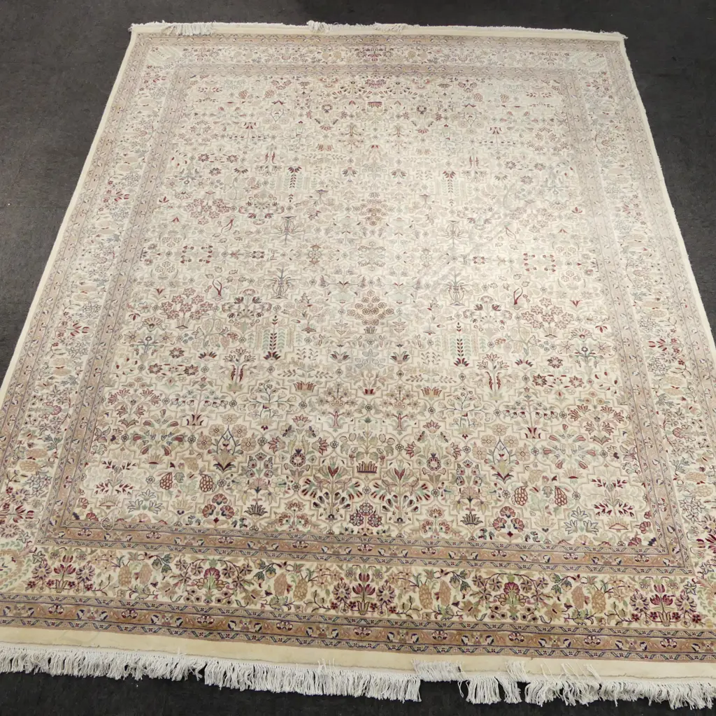 HAND KNOTTED WOOL PILE RUG, IVORY TONE 2970x2460mm Image 1++