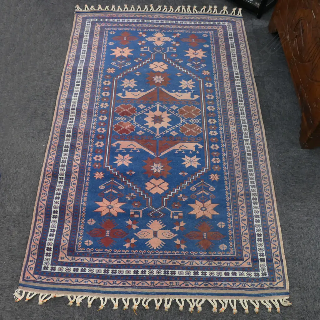 HAND KNOTTED PERSIAN RUG PINK & BLUE TONES L1960 W1200 Image 1++