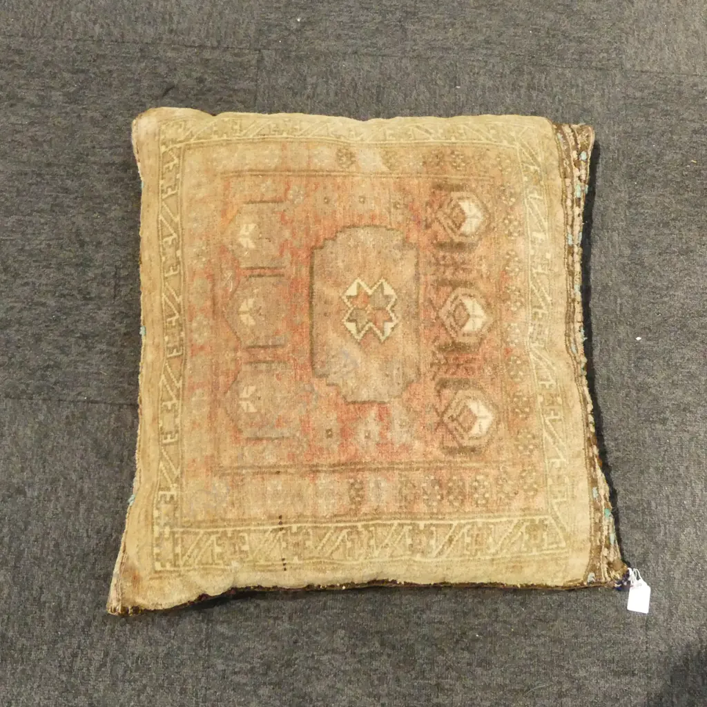 ANTIQUE AFGHAN HANDKNOTTED CUSHION 550 x 550mm Image 1++