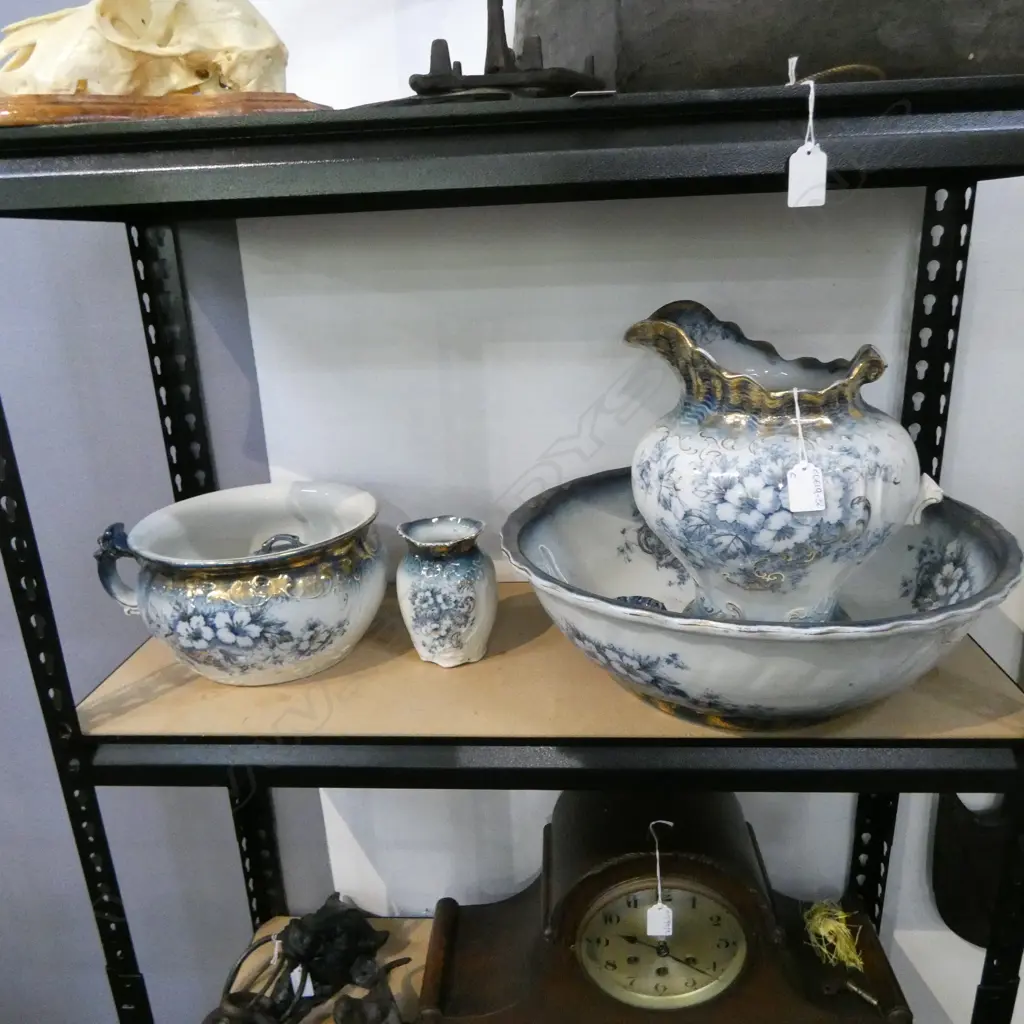 VICTORIAN JUG & BOWL SET (FAULTED) 5 PCE. Image 1++