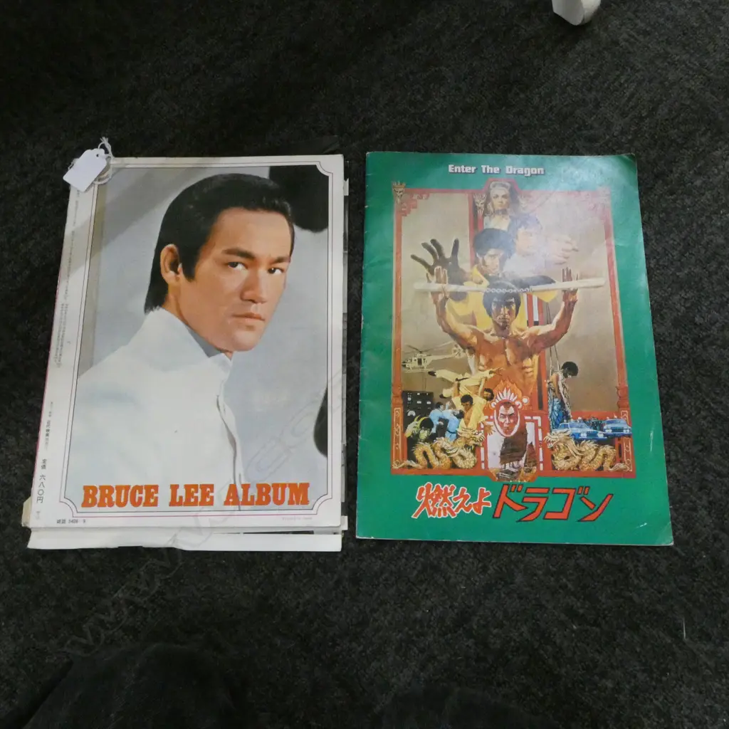 2 Original Bruce Lee magazines, 1 w/ posters, 2 or 3 pages have cutouts missing Image 1++