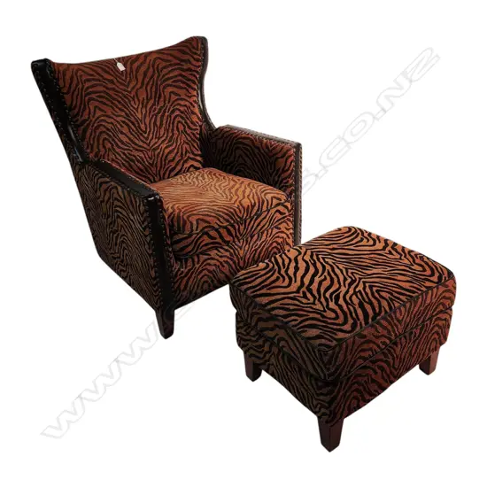 INSTINCT OCCASIONAL CHAIR WITH OTTOMAN - ZEBRA PRINT - 760X860X930 mm