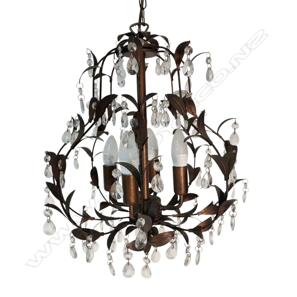 PR CHANDELIERS, MULTI TEAR DROPS & METAL FLOWERS - 700 x 370mm Image 1++