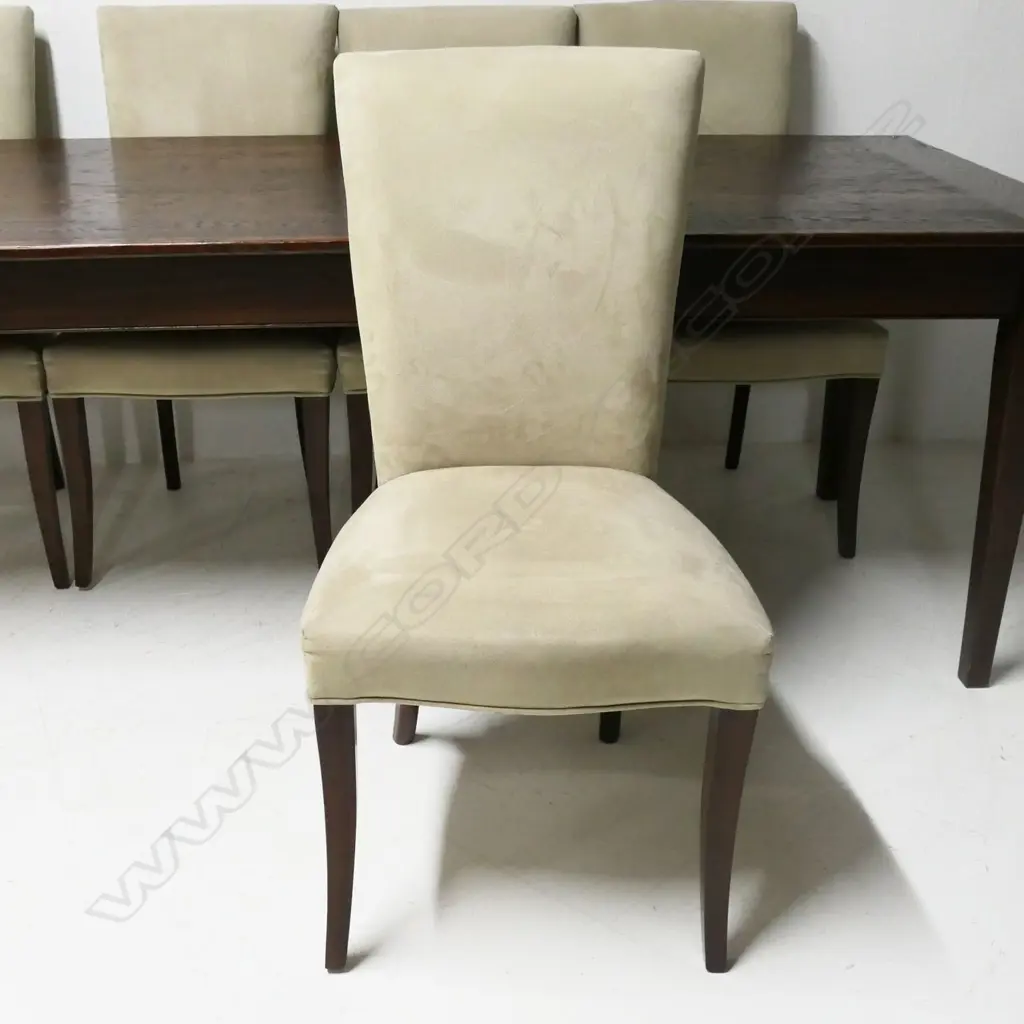 PLANK TOP TABLE + 6 SUEDE CHAIRS 2300x900x750mm Image 1++