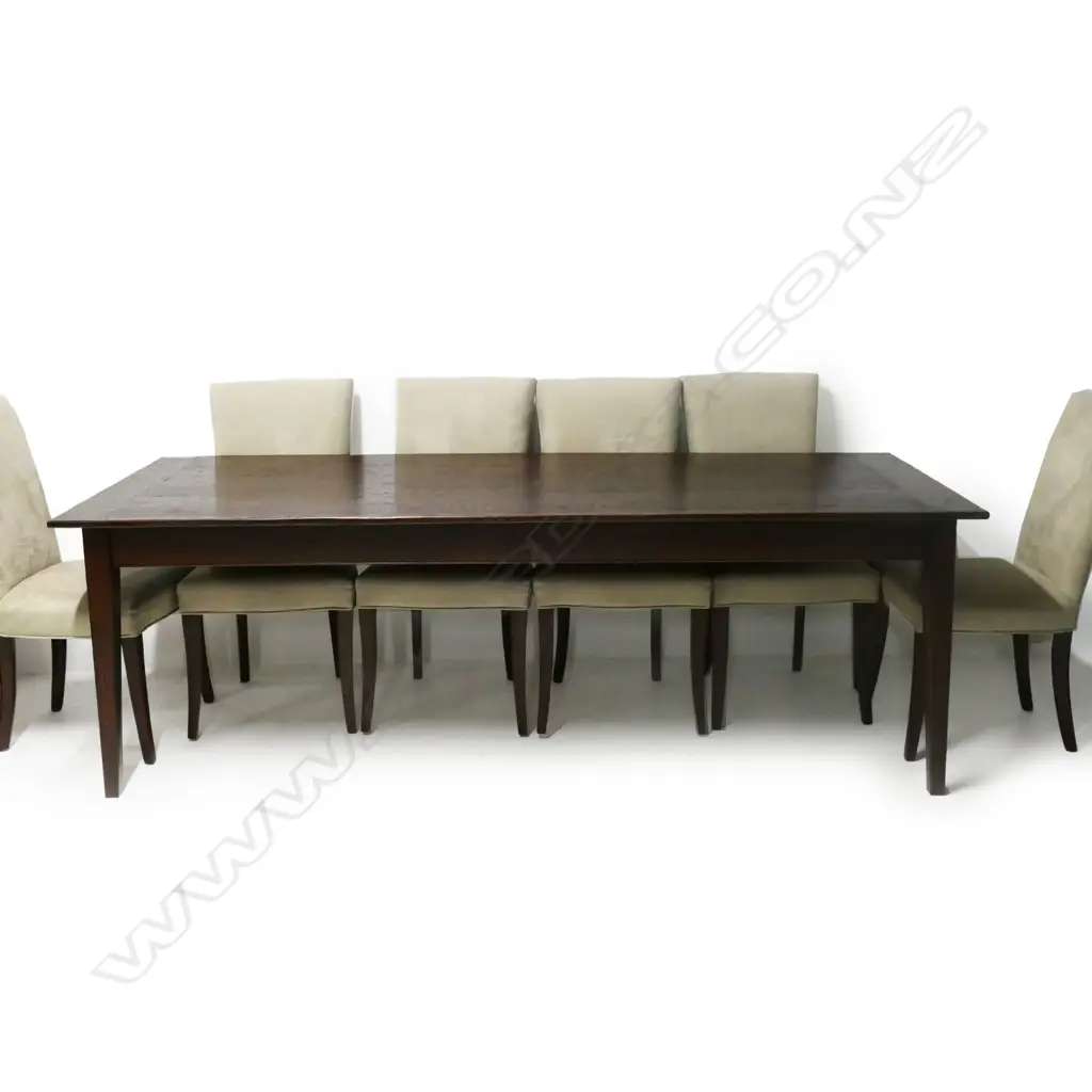 PLANK TOP TABLE + 6 SUEDE CHAIRS 2300x900x750mm Image 1++