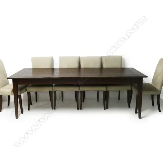 PLANK TOP TABLE + 6 SUEDE CHAIRS 2300x900x750mm