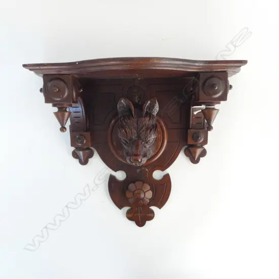 BLACK FOREST CARVED DOG WALL SHELF
