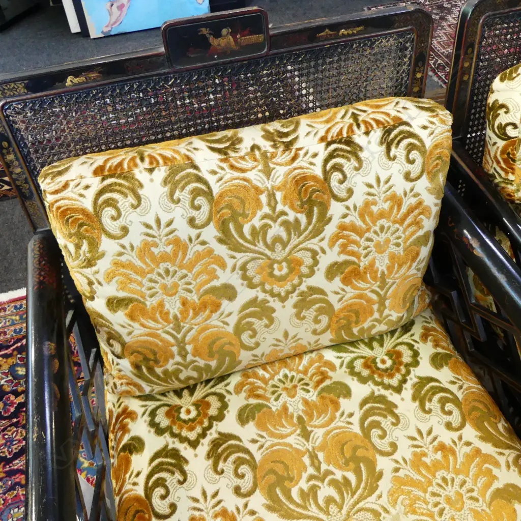 CHINOISERIE STYLE SOFA + PR ARMCHAIRS BY MAPLES OF LONDON... Image 1++