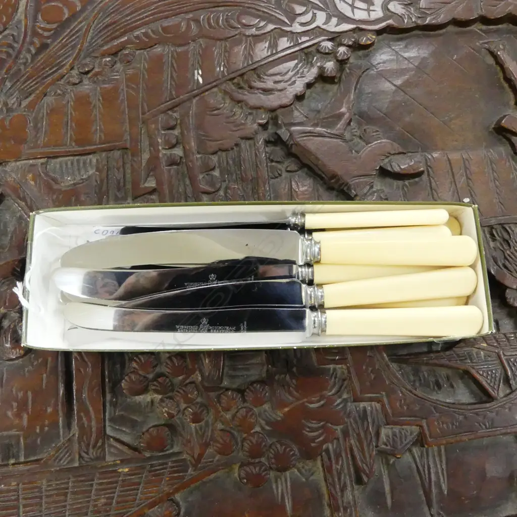 SET OF 10 SHEFFIELD ‘BONE’ HANDLE KNIVES 5 DINNER + 5 LUNCH, L.208-235MM Image 1++