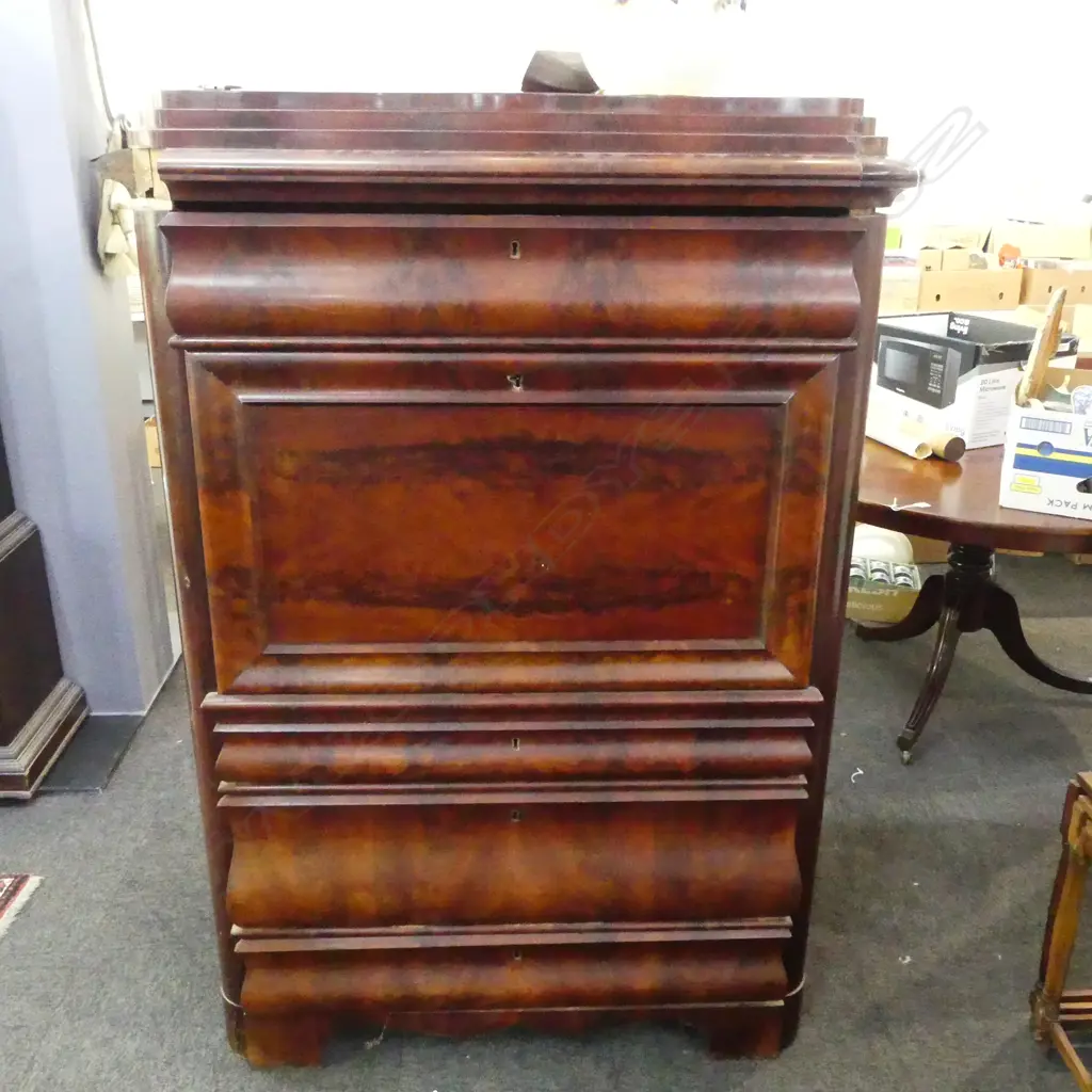 FRENCH LATE 19thC MAHOGANY SECRETAIRE A ABATTANT 1120x600x1555mm LOSSES Image 1++