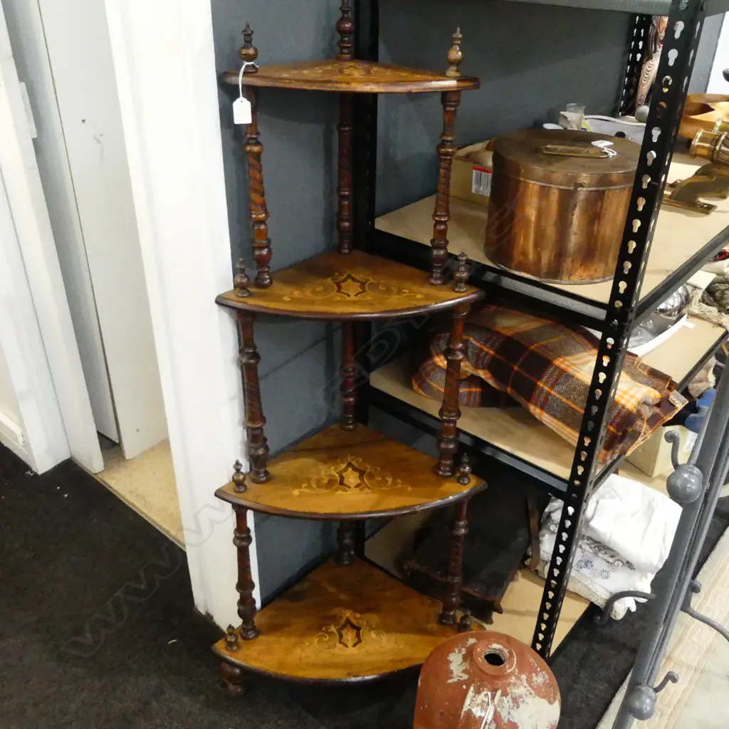 VICTORIAN 4 TIER INLAID WHAT NOT H.1350mm Image 1++
